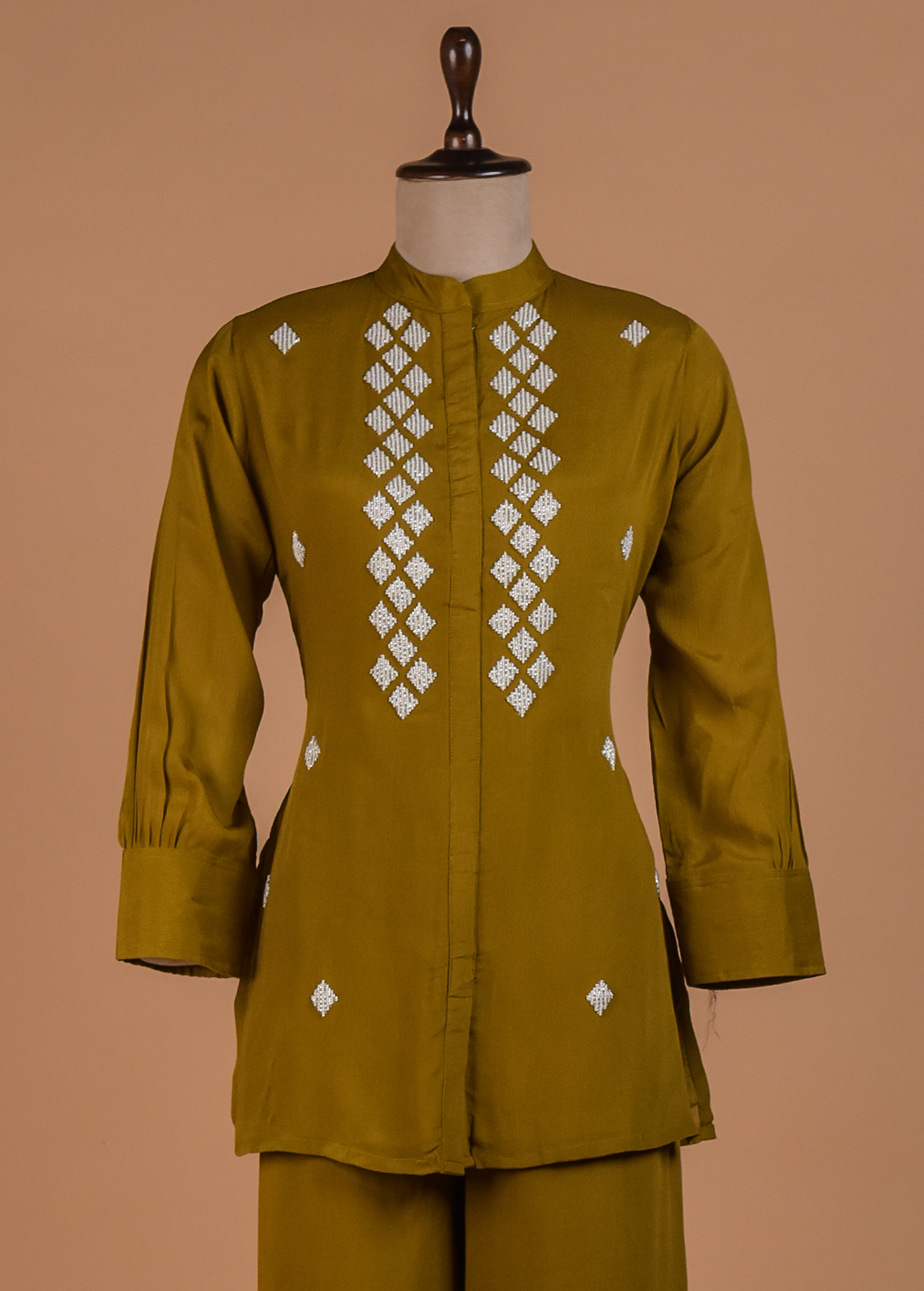 Green Satin Georgette Coord Set