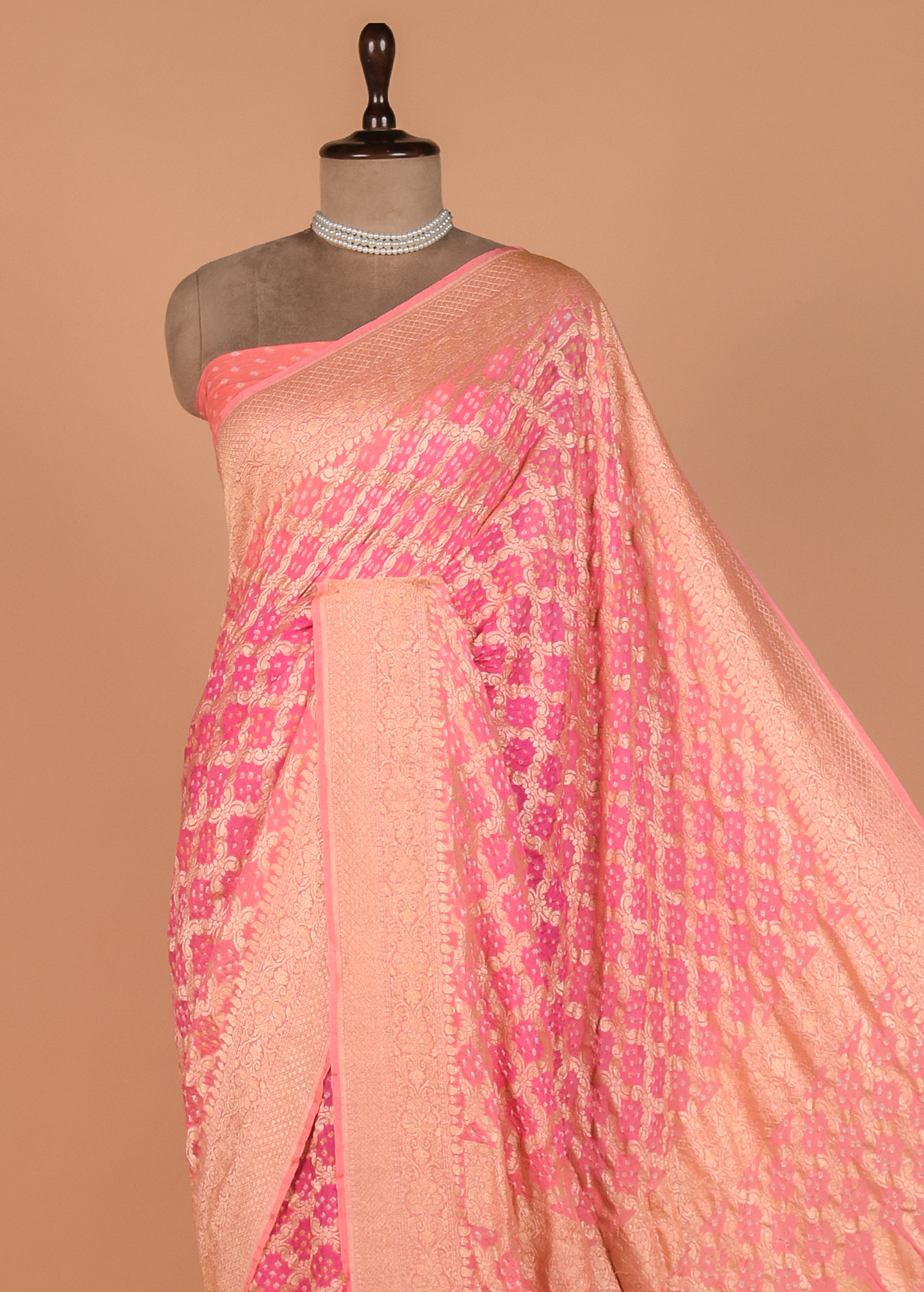 Pink Georgette Bandhani Saree
