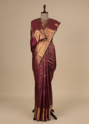 Wine Silk Kanjeevaram Saree