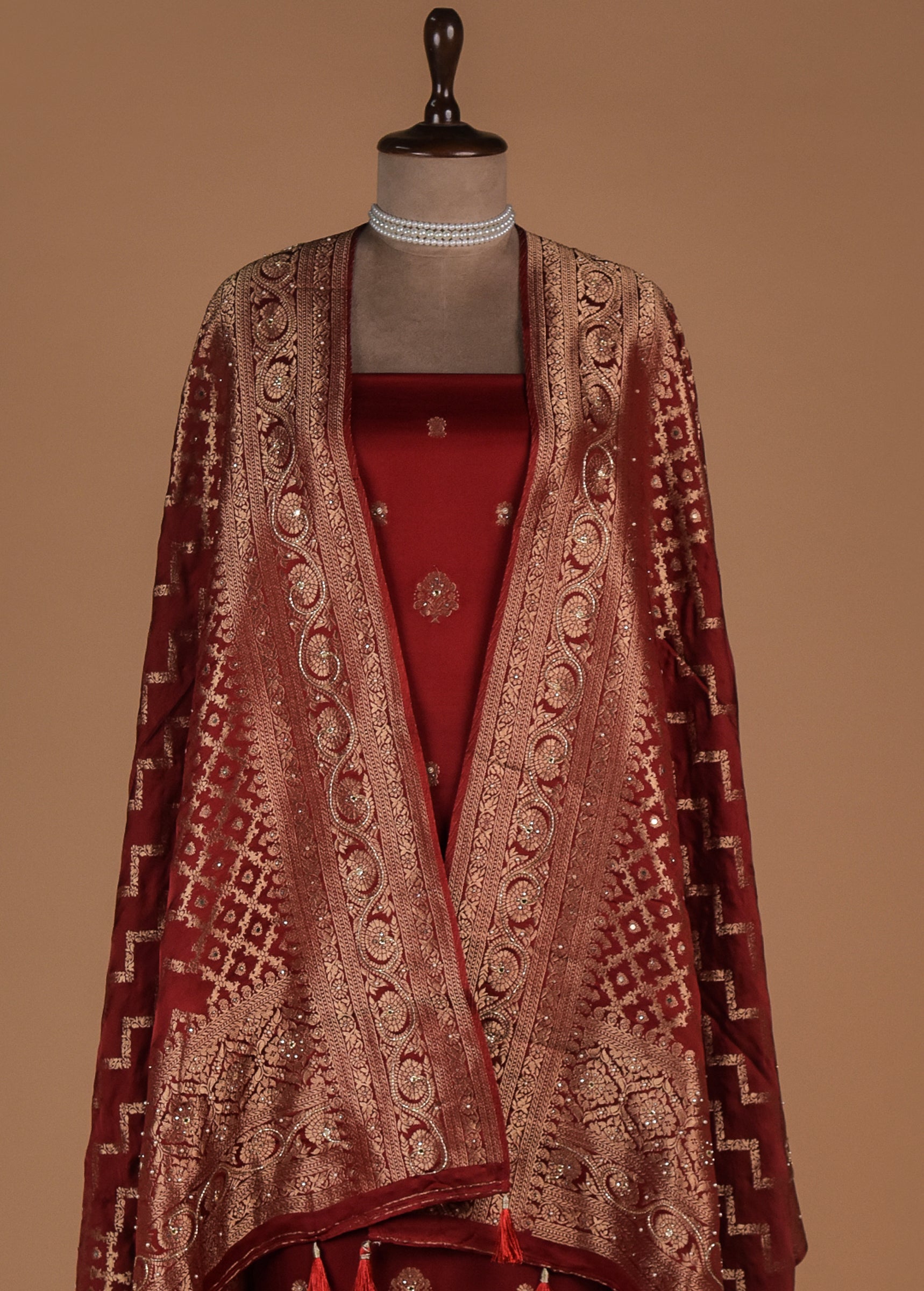 Red Satin Dress Material