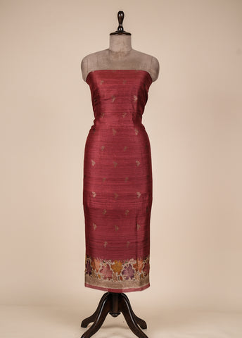 Red Tussar Dress Material