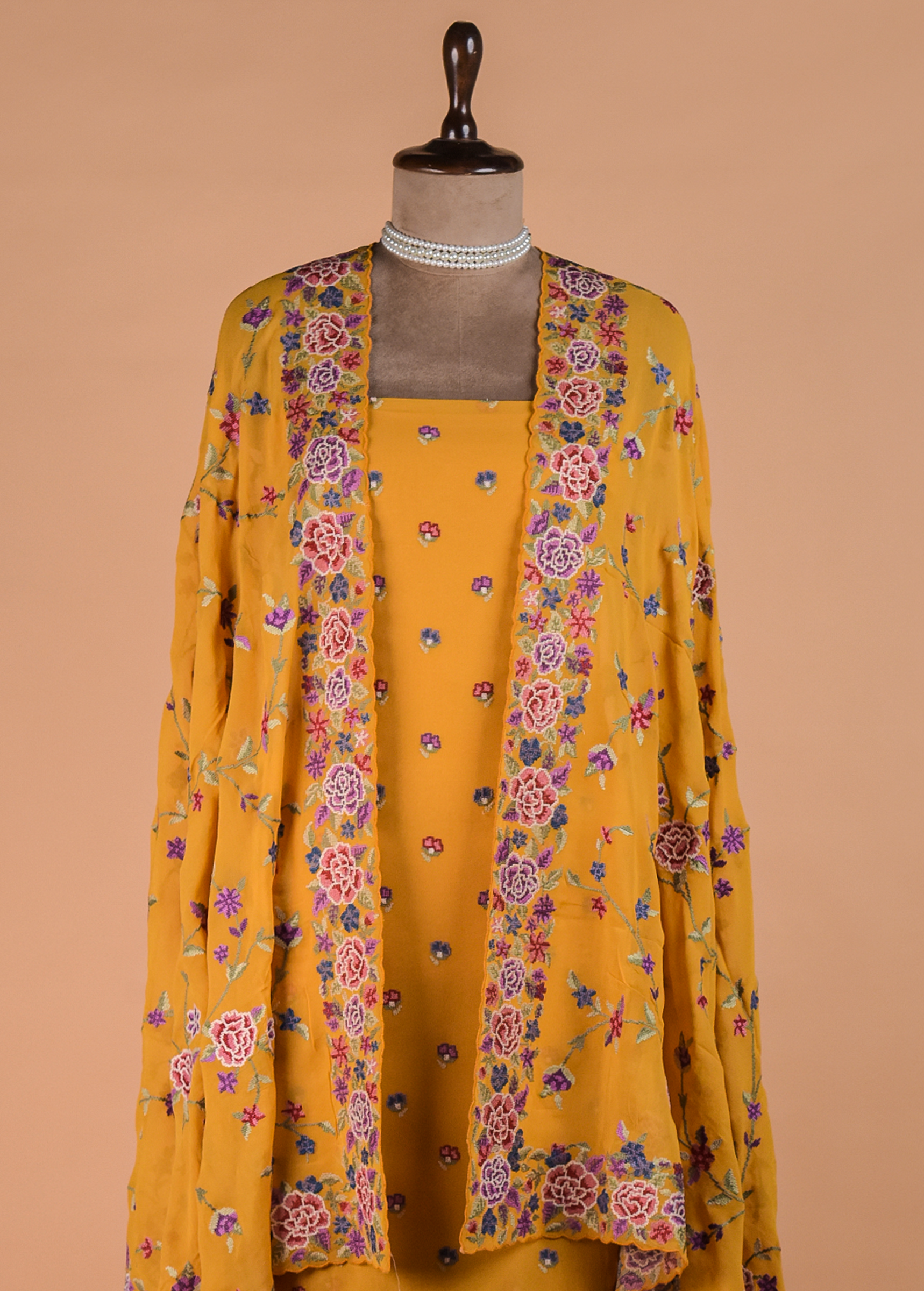 Yellow Georgette Dress Material - Image 2 | Greenways Delhi
