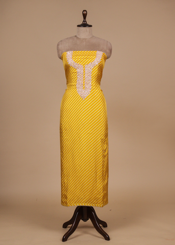 Yellow Crepe Silk Dress Material