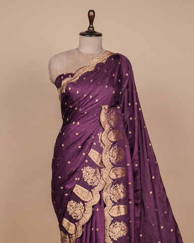 Purple Gajji Silk Bandhani Saree