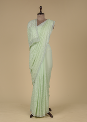 Green Georgette Embroidered Saree