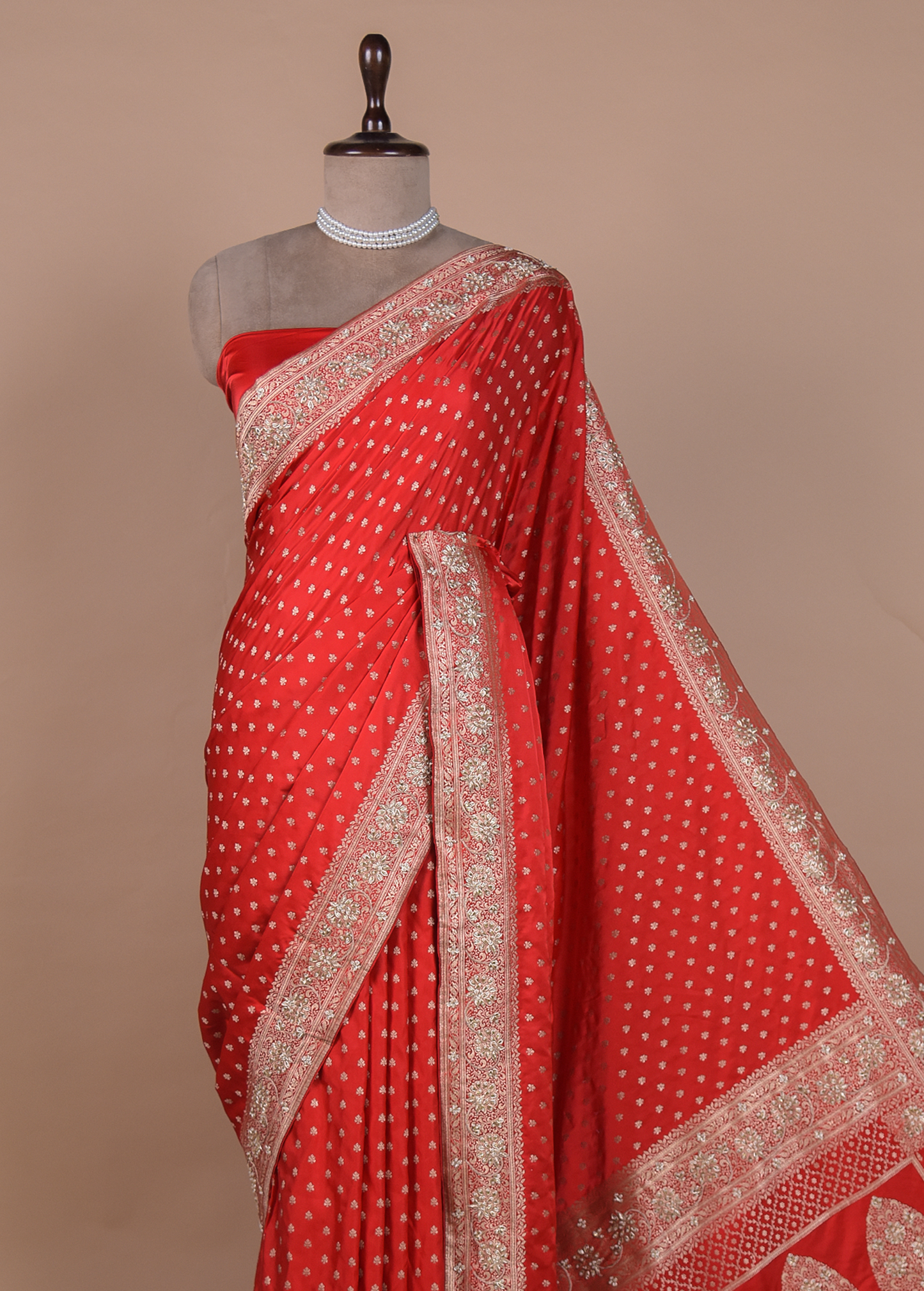 Red Crepe Silk Banarasi Saree