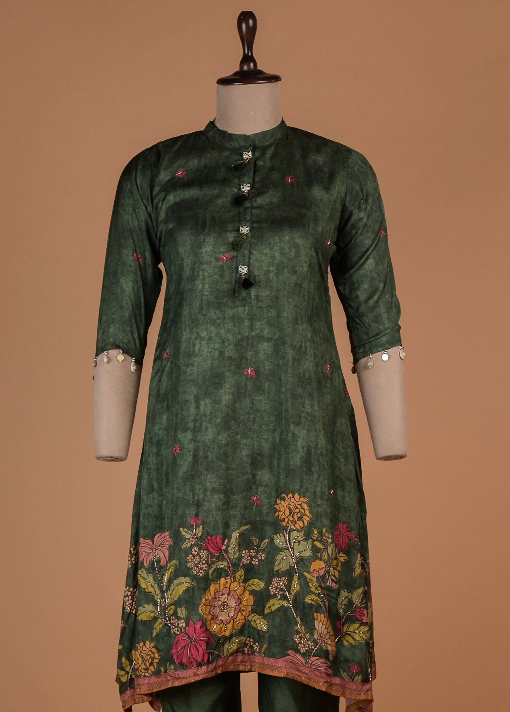 Green Tussar Coord Set