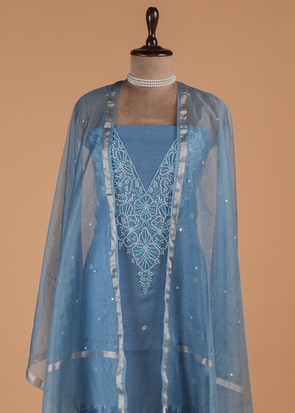 Blue Cotton Dress Material