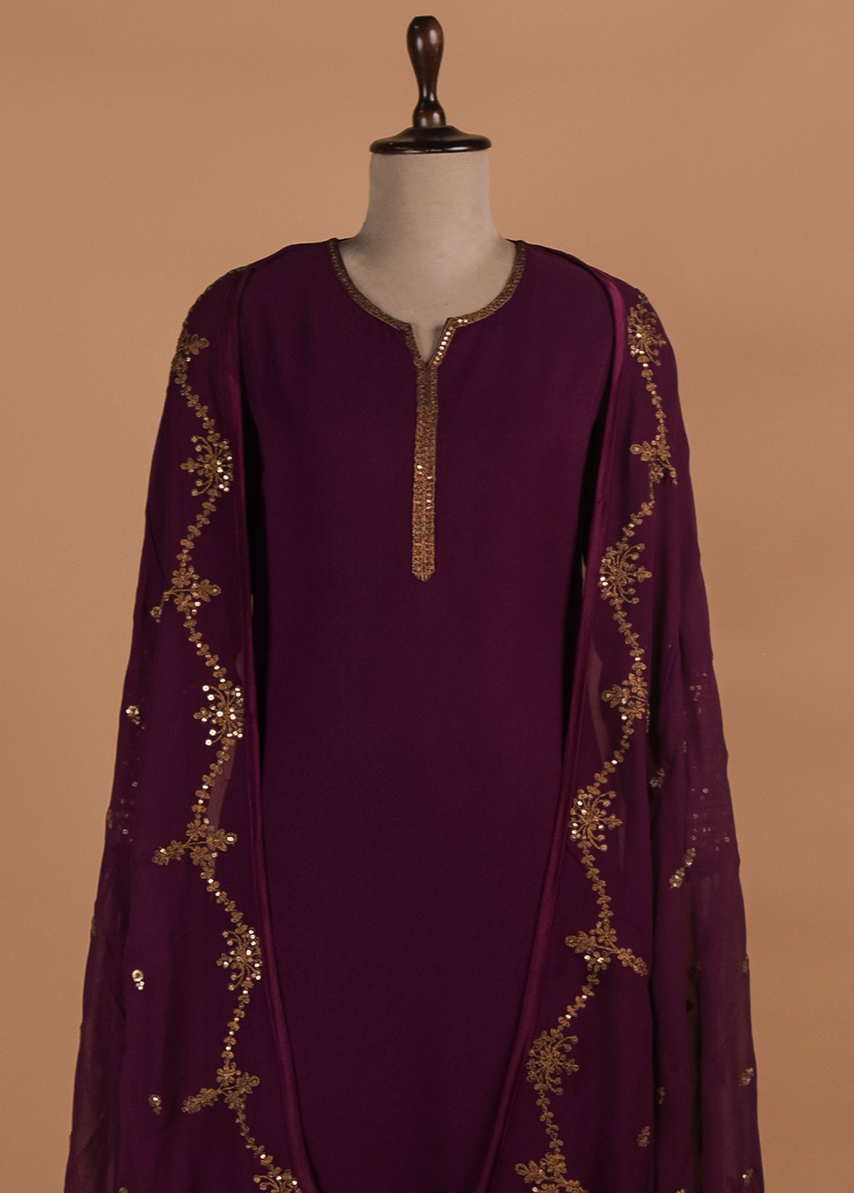 Wine Georgette Straight Set