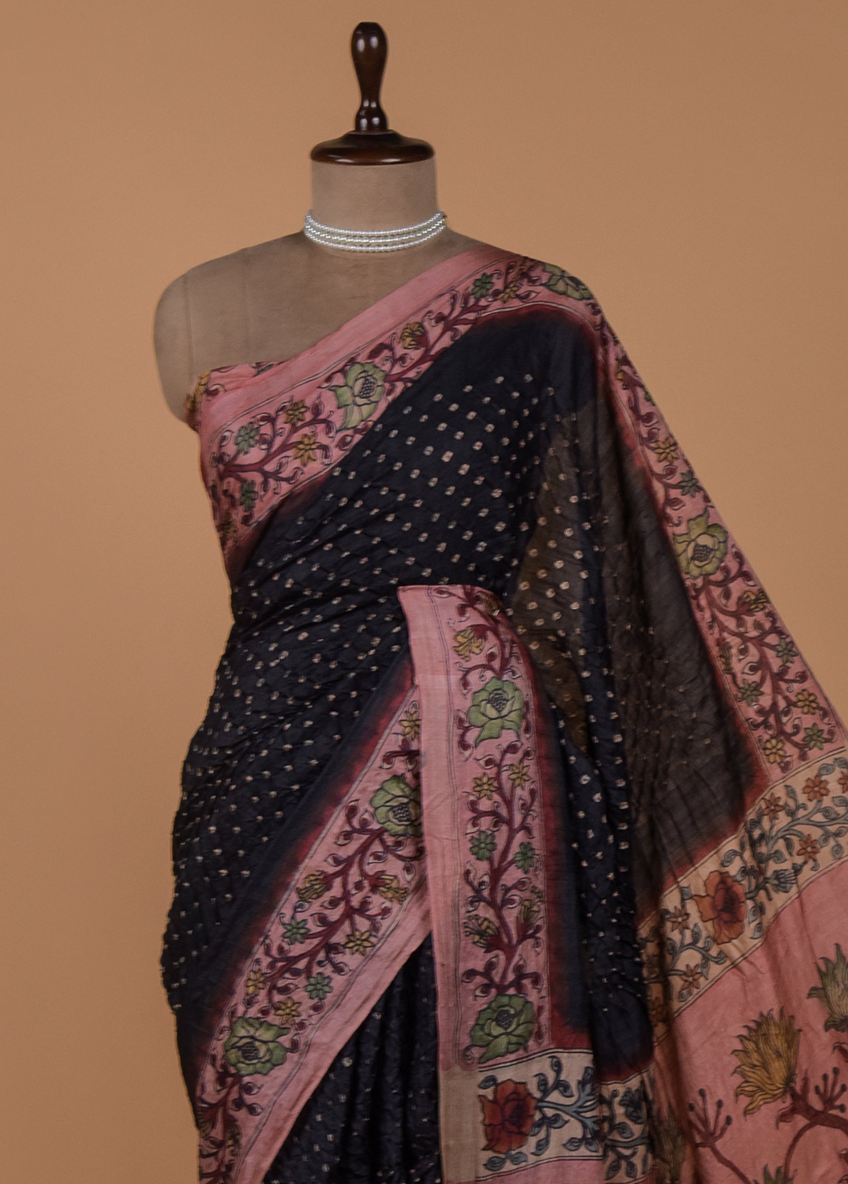 Black Tussar Printed Saree