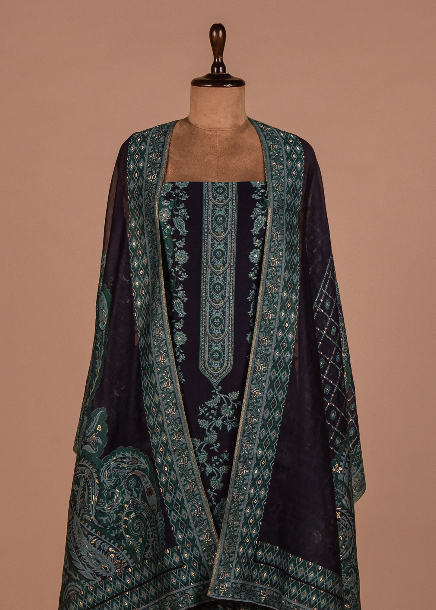 Blue Mulmul Cotton Dress Material