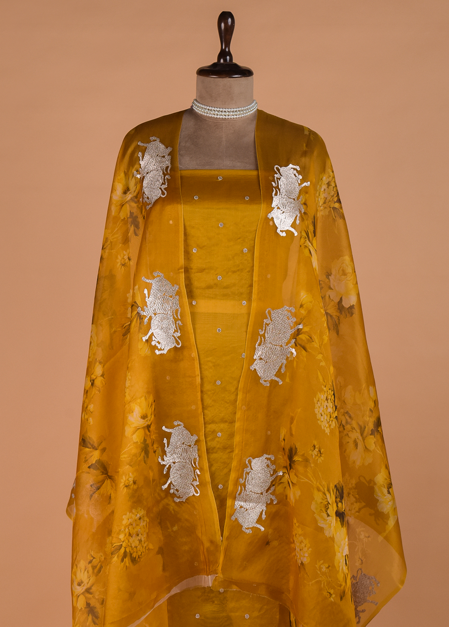Yellow Cotton Silk Dress Material - Image 2 | Greenways Delhi