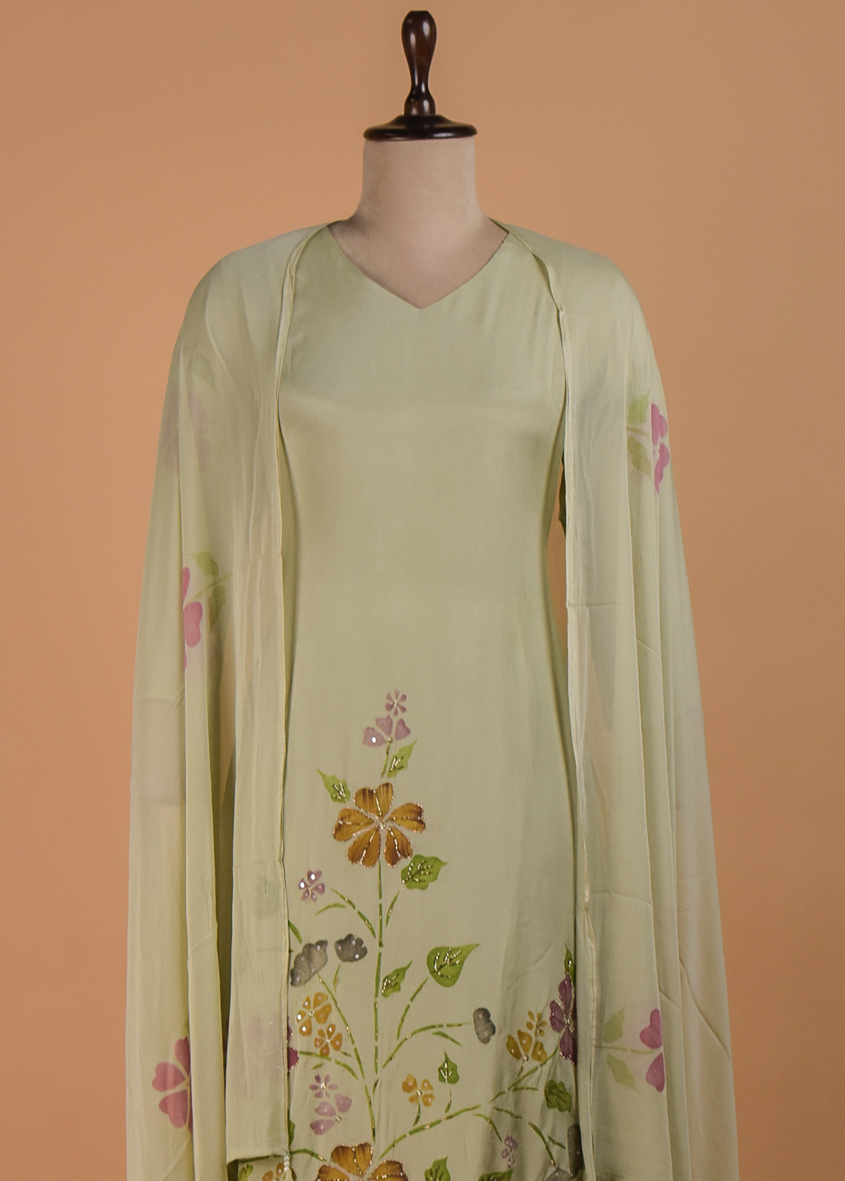 Green Crepe Straight Set