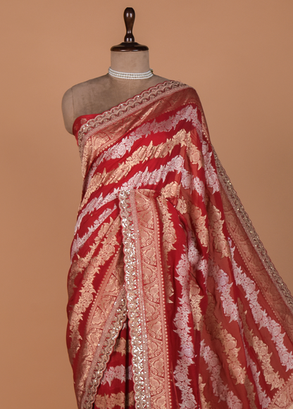 Red Georgette Banarasi Saree