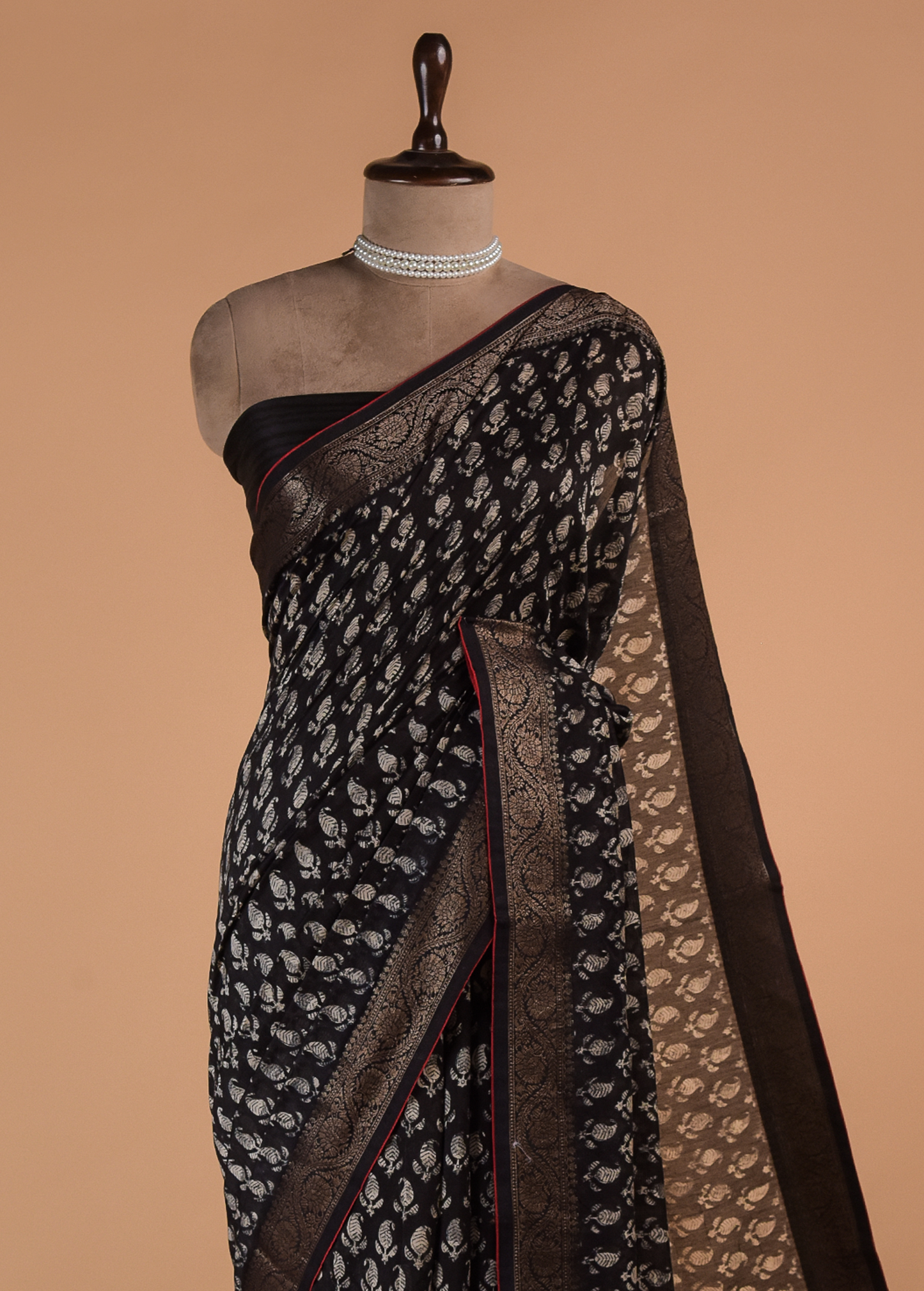 Black Cotton Printed Saree