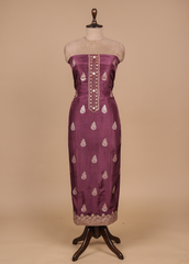 Purple Crepe Silk Dress Material