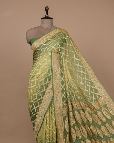 Green Georgette Bandhani Saree