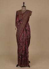 Pink Art Tussar Printed Kalmakari Saree