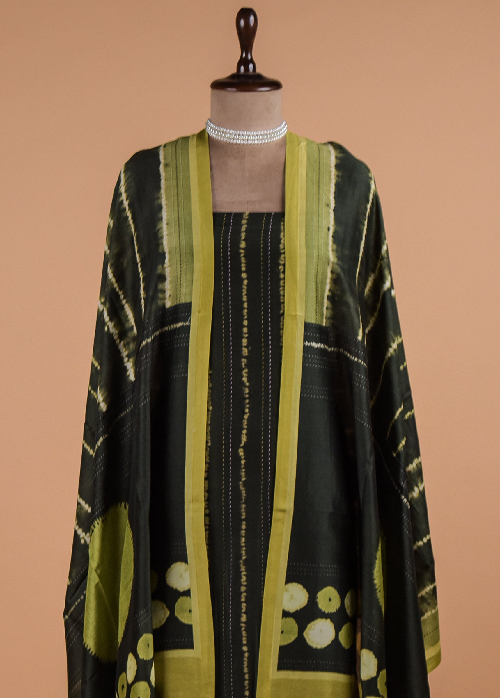 Green Cotton Tussar Dress Material
