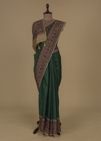 Green Art Tussar Printed Saree