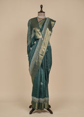 Green Tissue Georgette Embroidered Saree