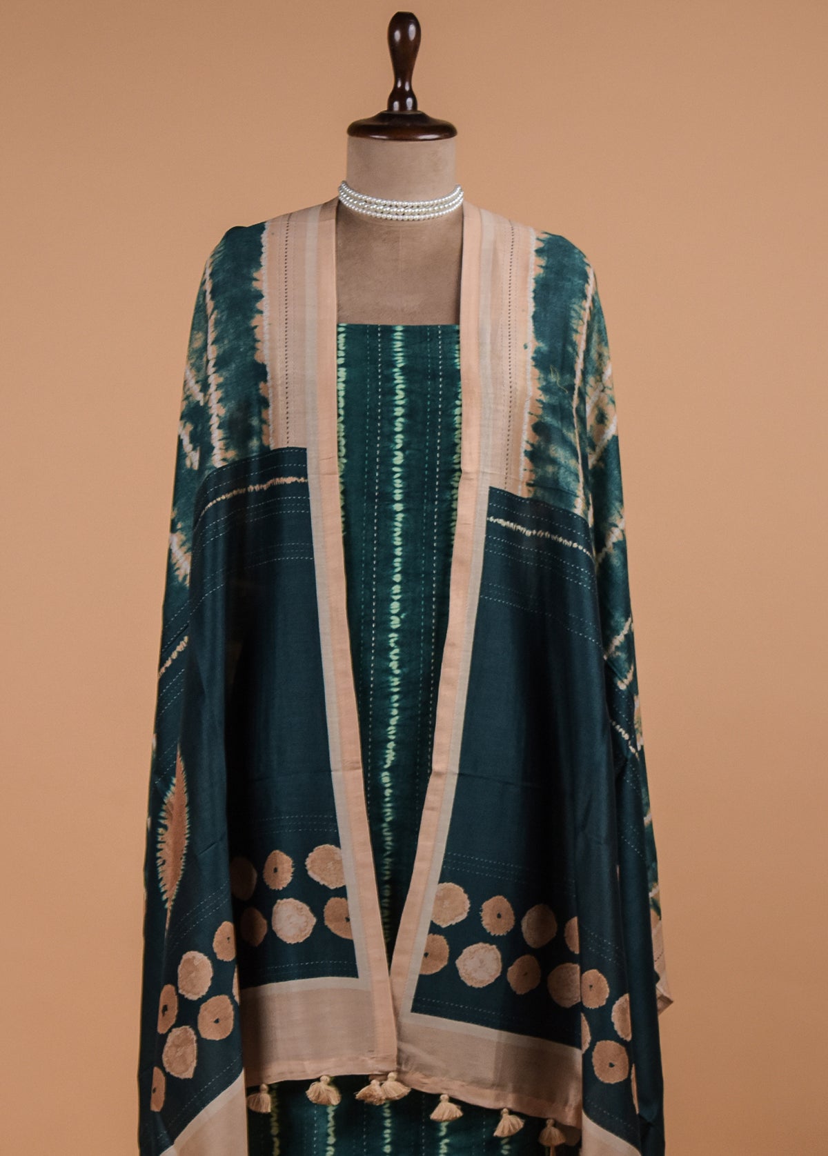 Blue Cotton Tussar Dress Material