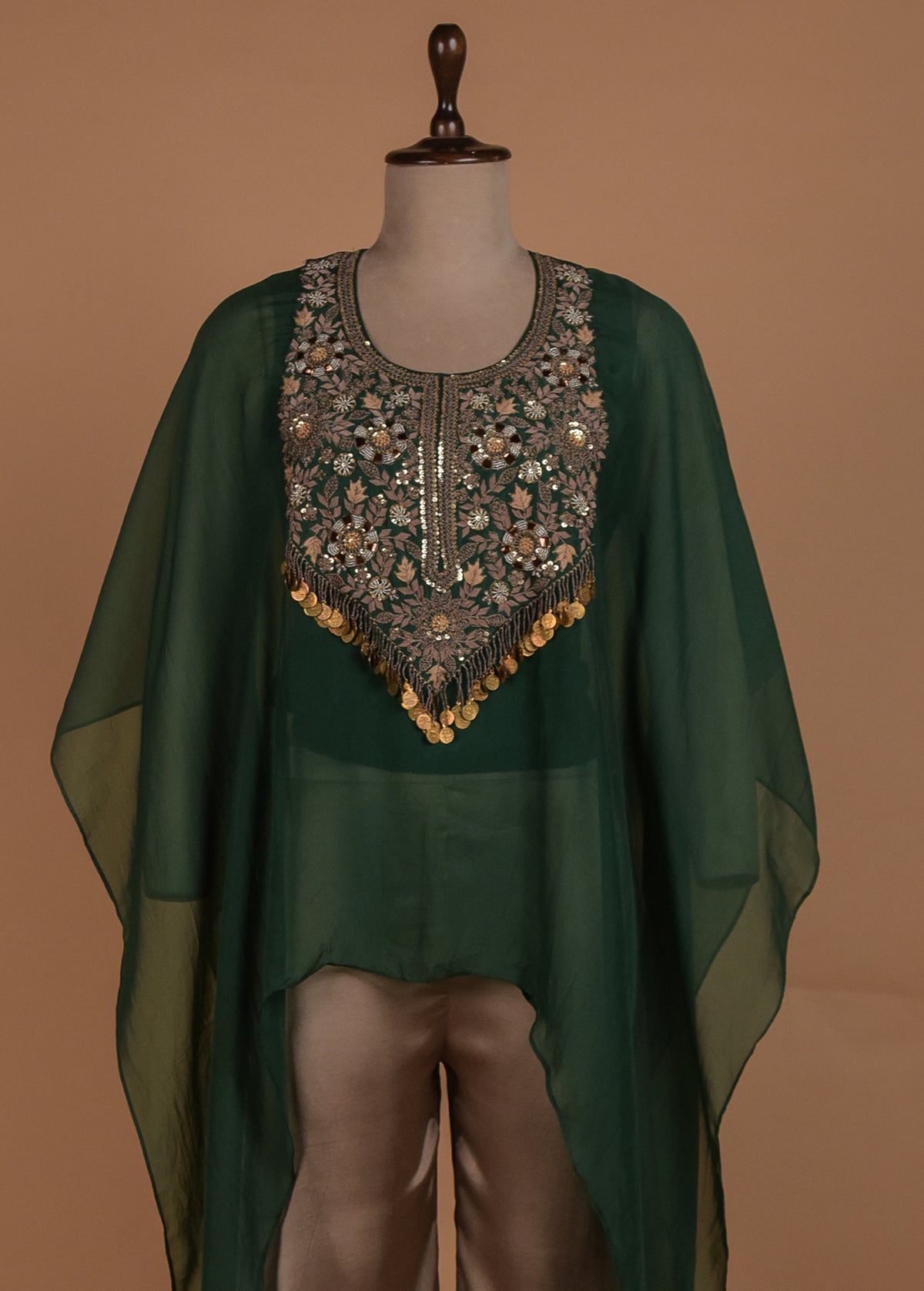 Green Organza Kaaftan Set