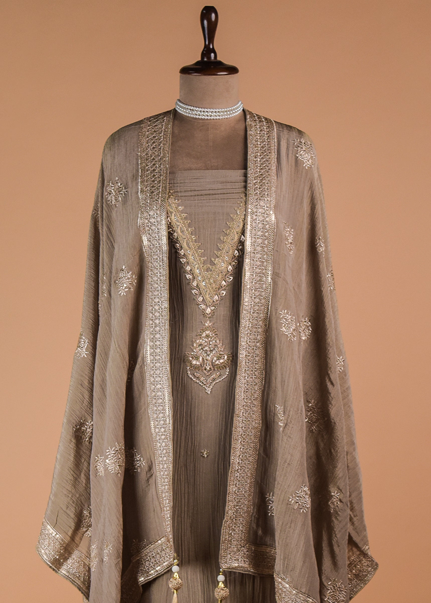 Gold Tissue Georgette Dress Material