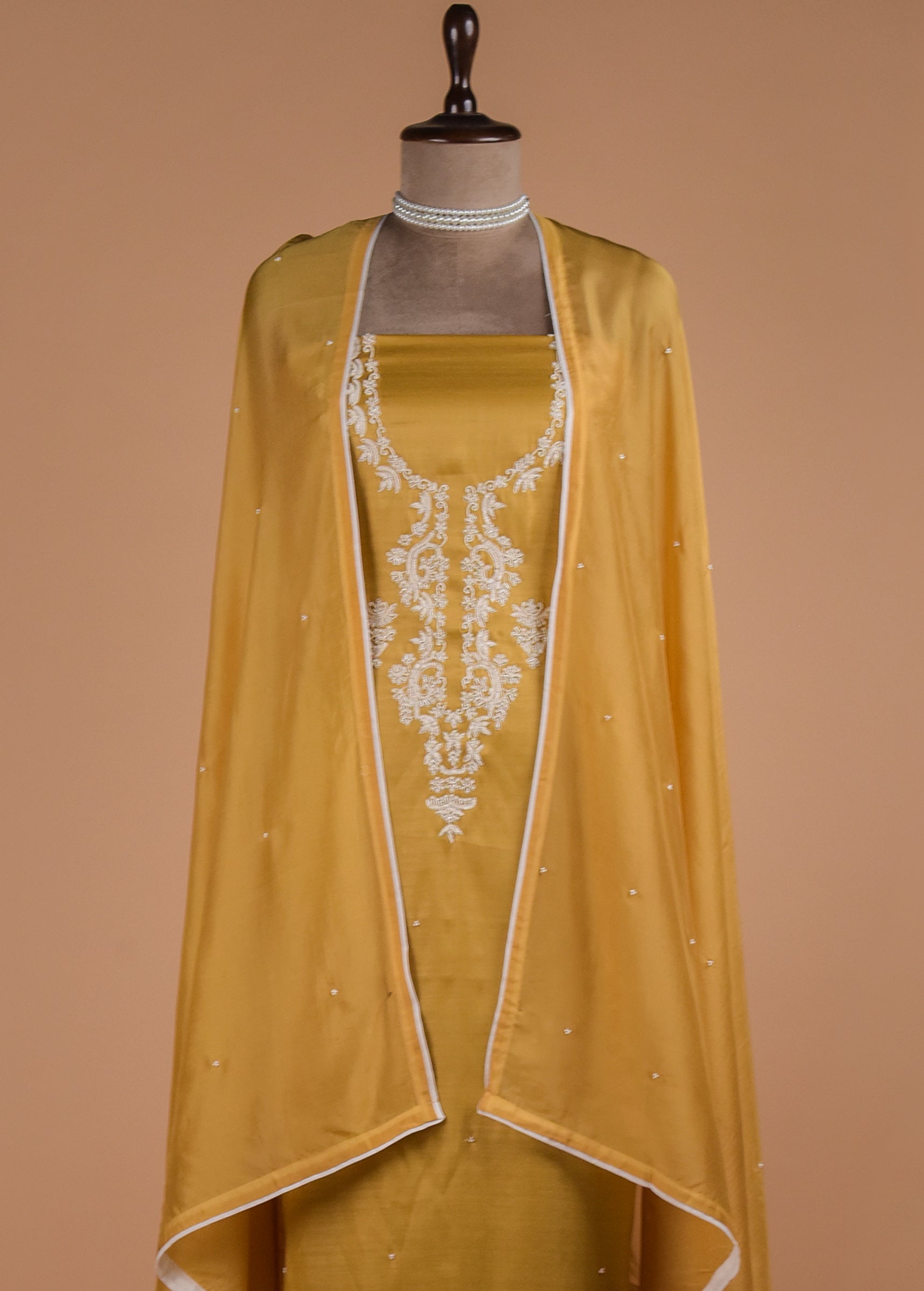 Yellow Cotton Silk Dress Material