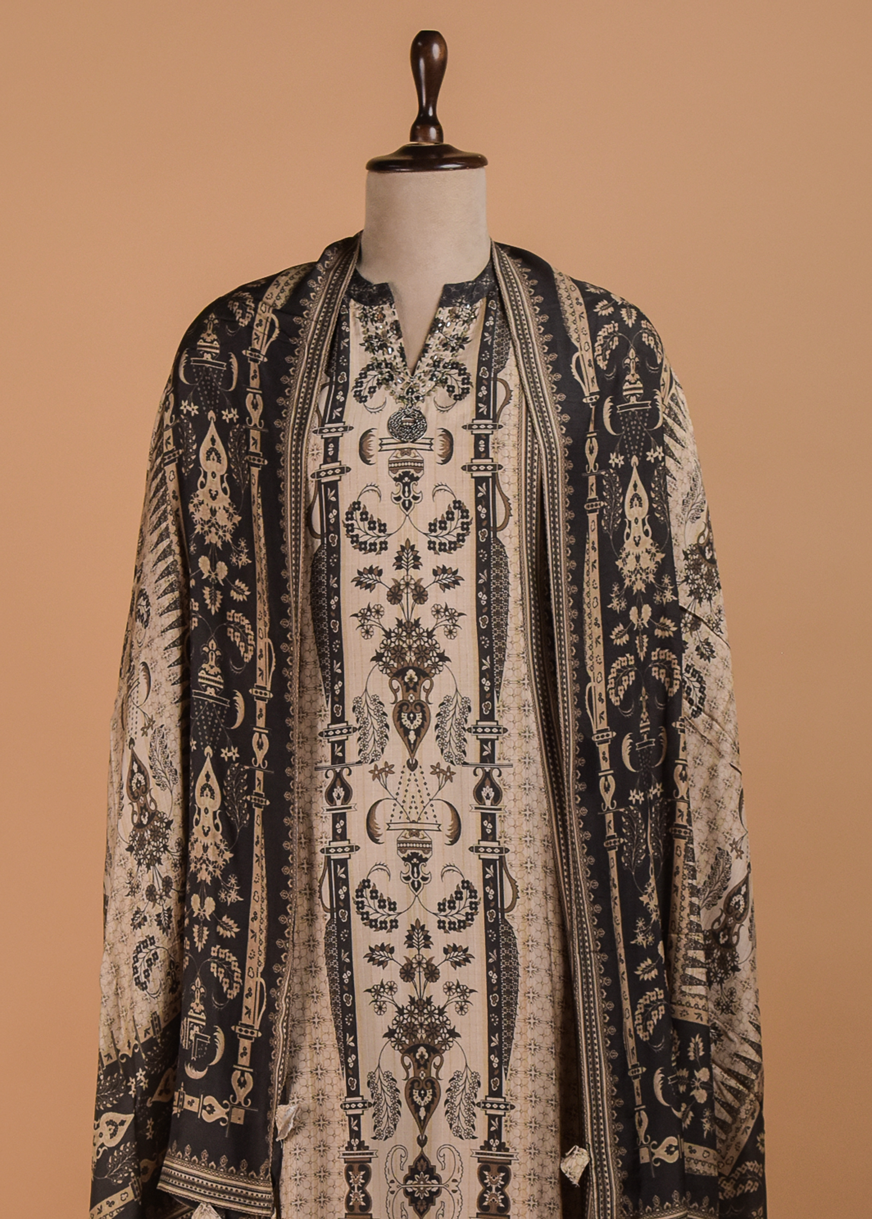 Multicolour Crepe A Line Set