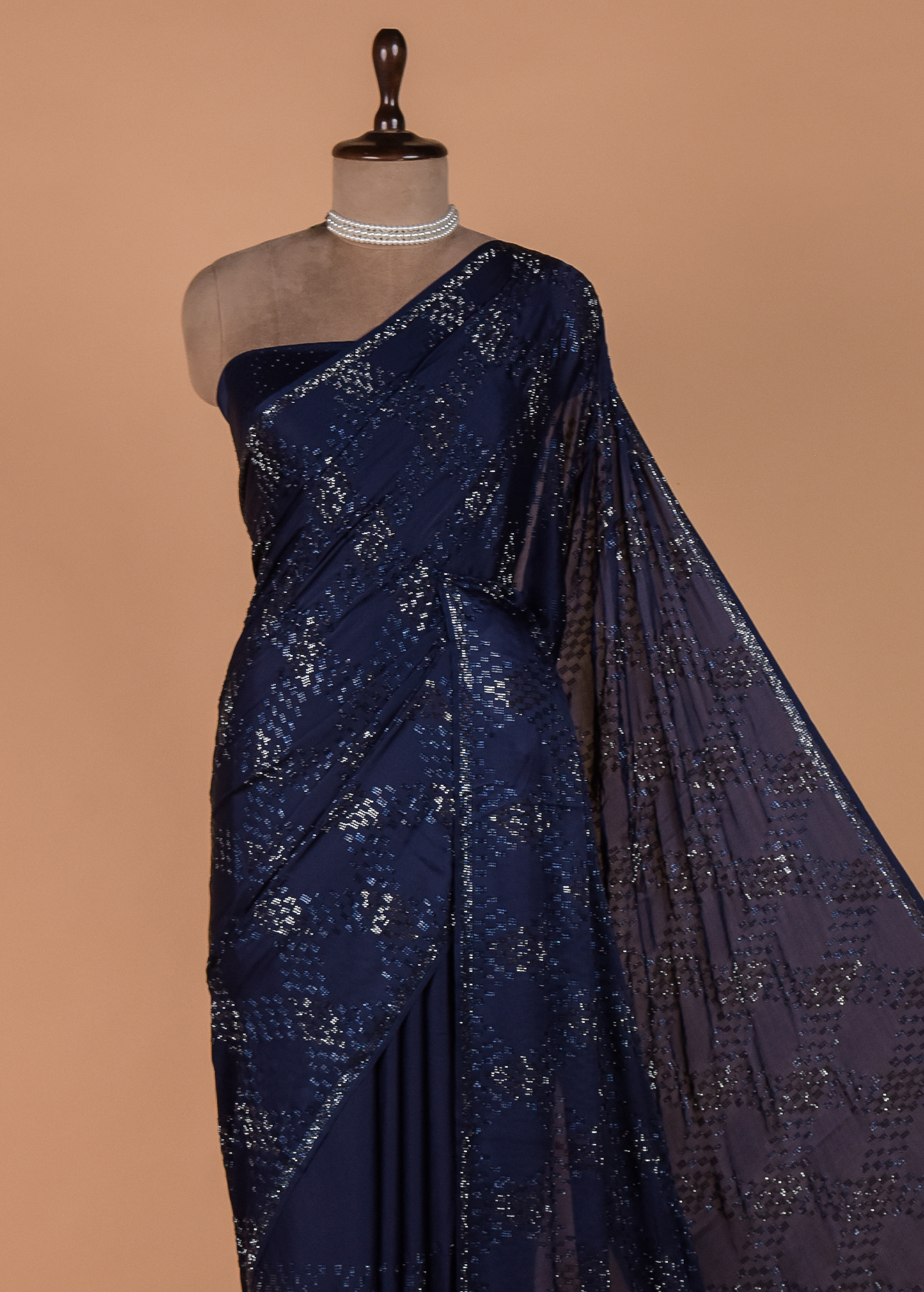 Blue Satin Embroidered Saree