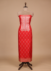 Red Crepe Silk Dress Material