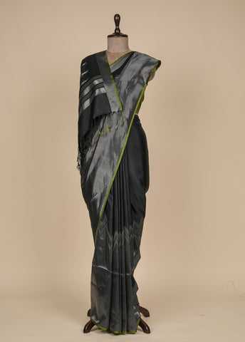 Black Crepe Silk Kanjeevaram Saree