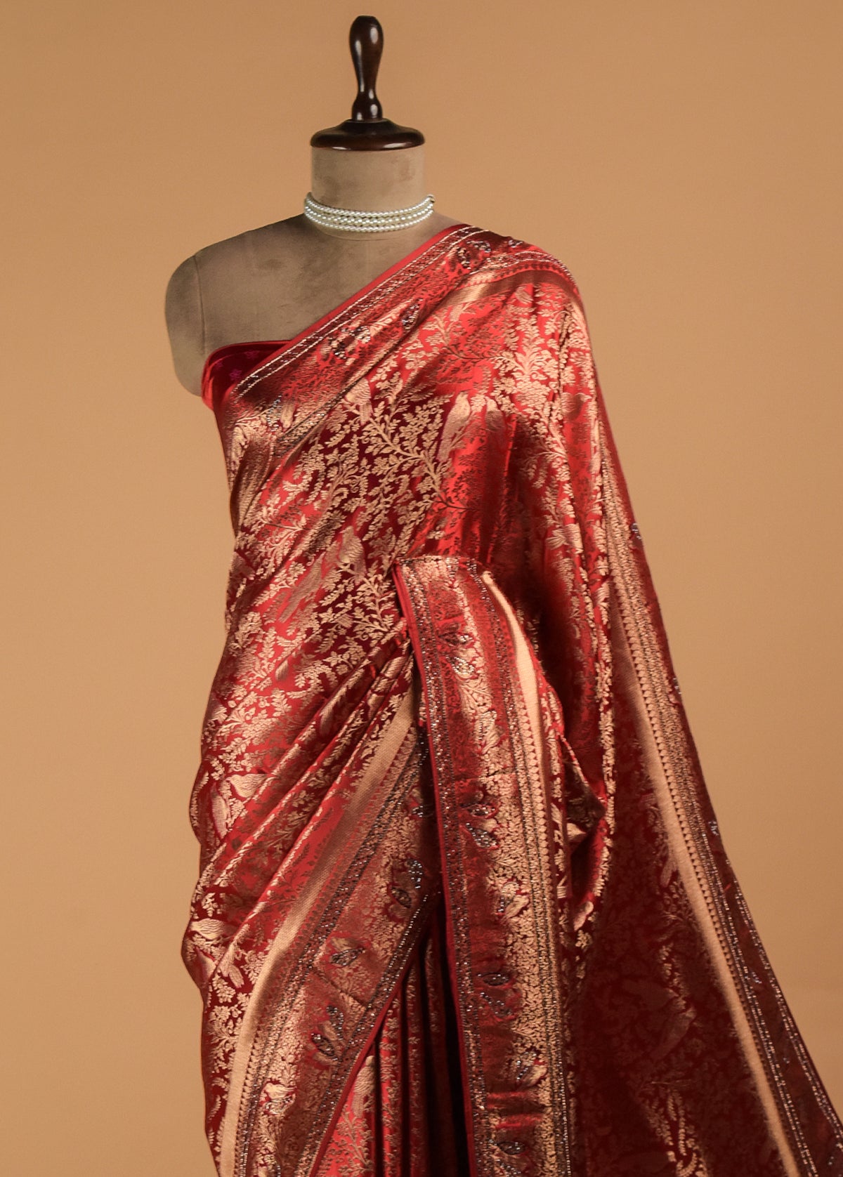 Red Art Satin Banarasi Saree