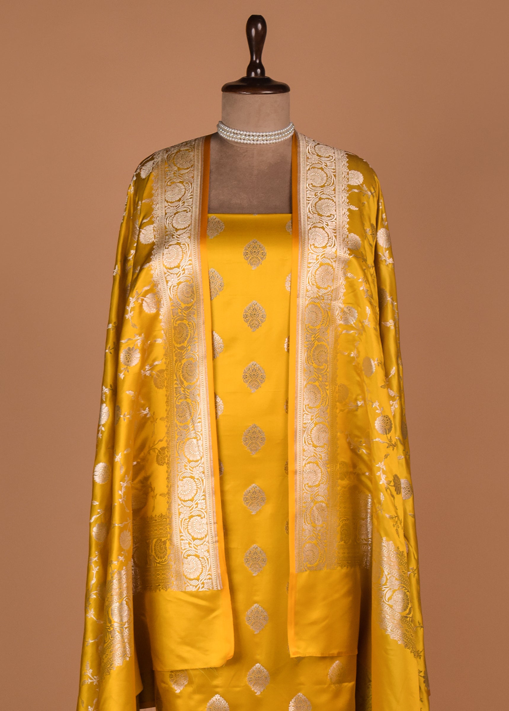 Yellow Art Silk Dress Material