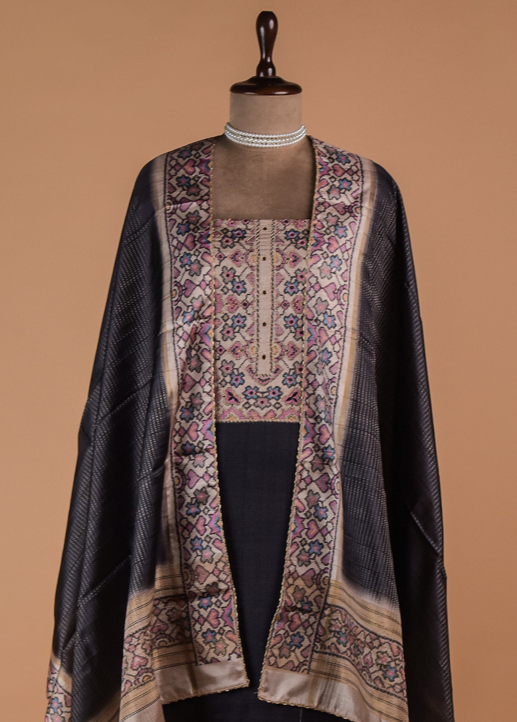 Black Cotton Silk Dress Material