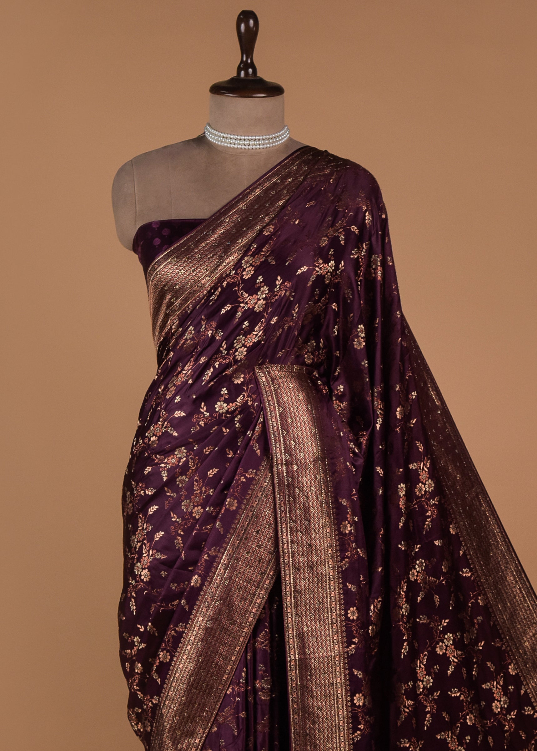 Purple Moroccan Silk Banarasi Saree