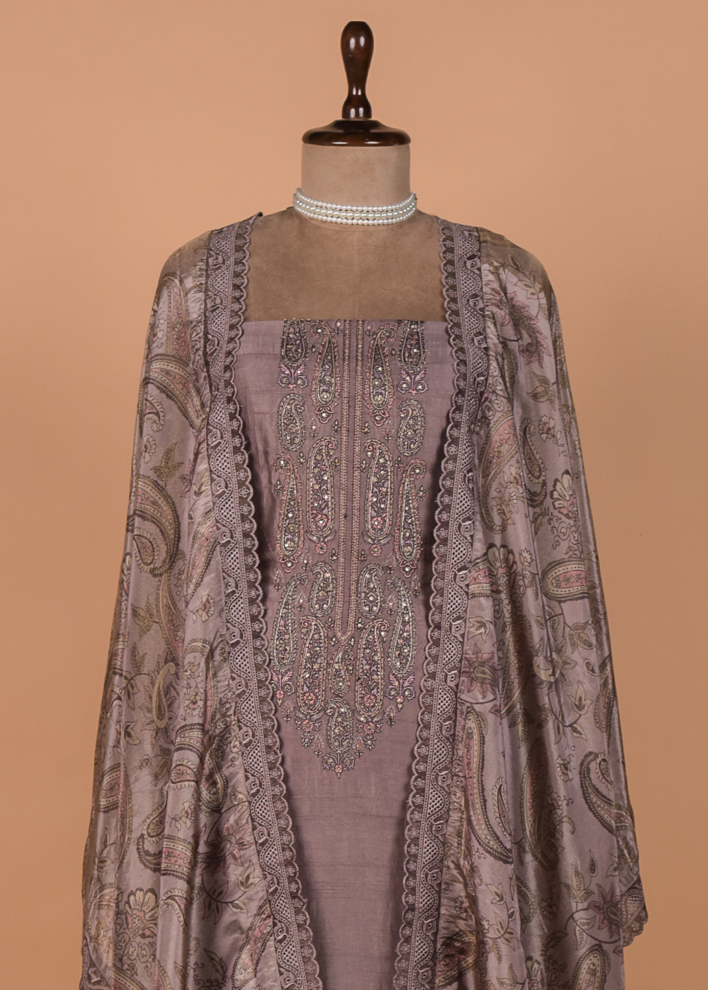 Purple Pashmina Dress Material