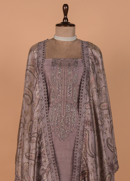 Purple Pashmina Dress Material