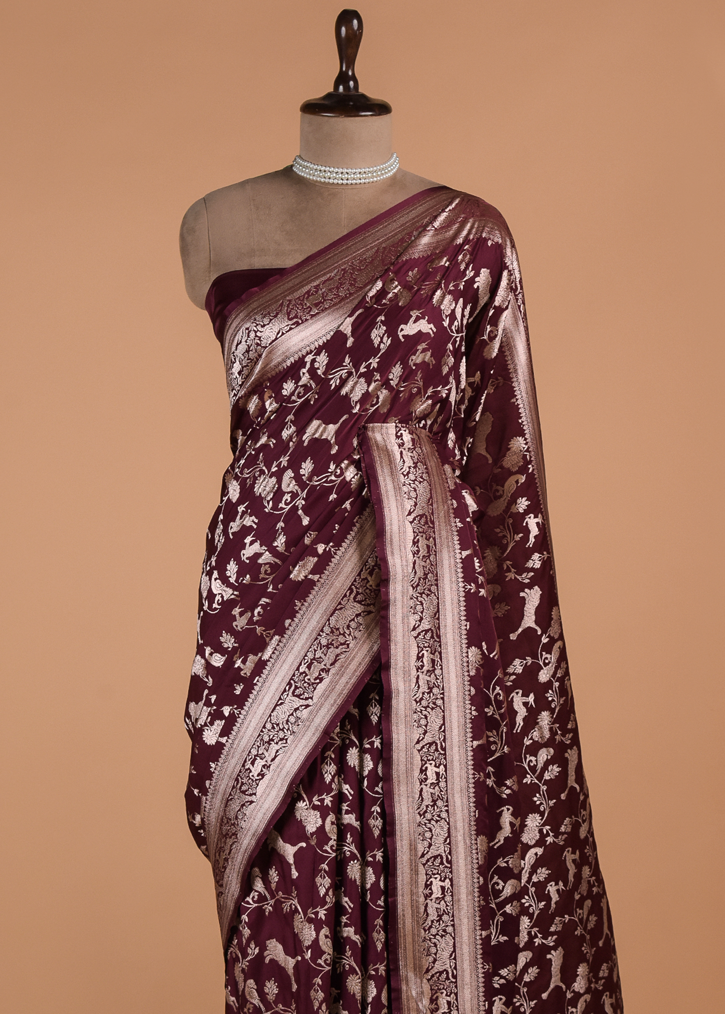 Wine Art Silk Banarasi Saree
