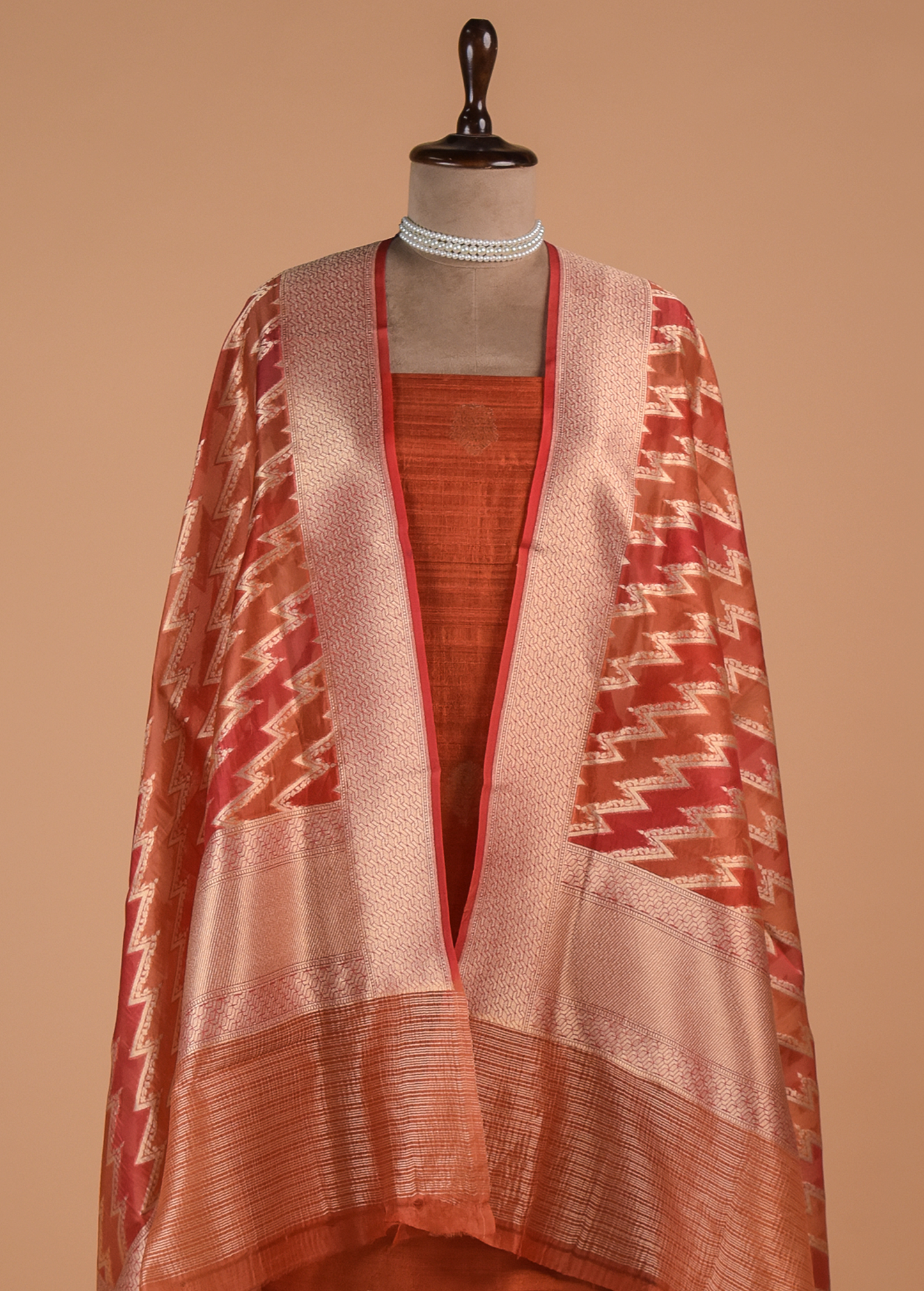 Rust Silk Dress Material