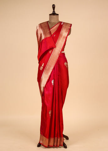 Red Soft Silk Banarasi Saree