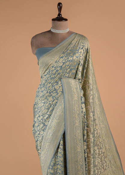 Blue Georgette Banarasi Saree