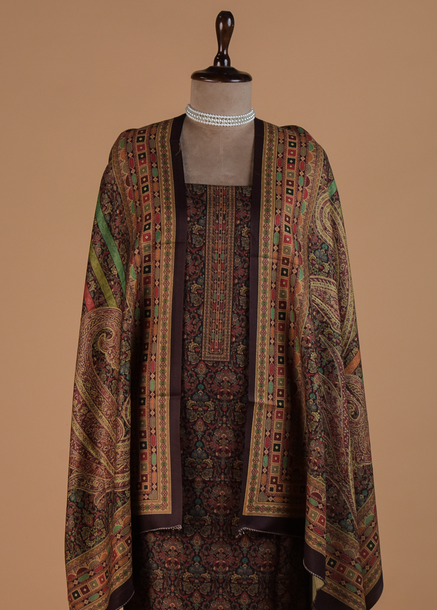 Brown Pashmina Dress Material