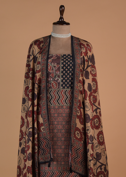 Multicoloured Crepe Dress Material