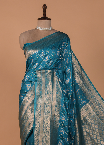 Blue Art Silk Kanjeevaram Saree