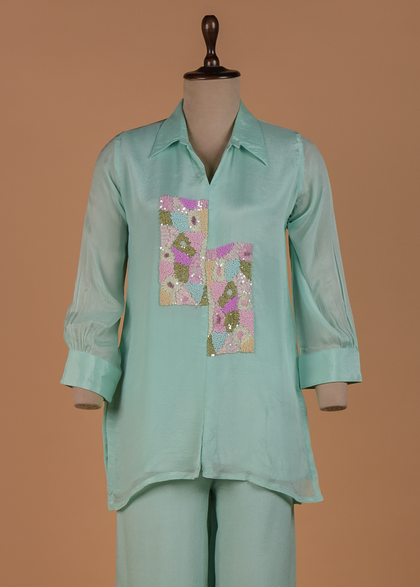 Blue Crepe Coord Set