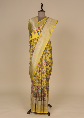 Yellow Tussar Banarasi Saree