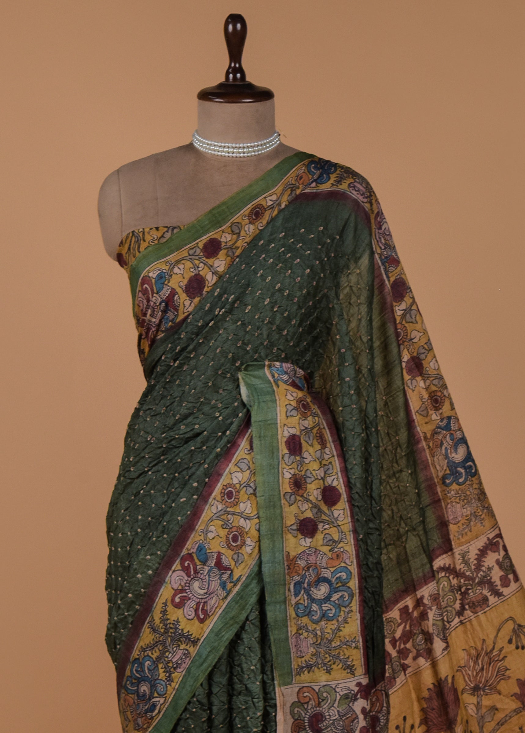 Green Tussar Printed Saree