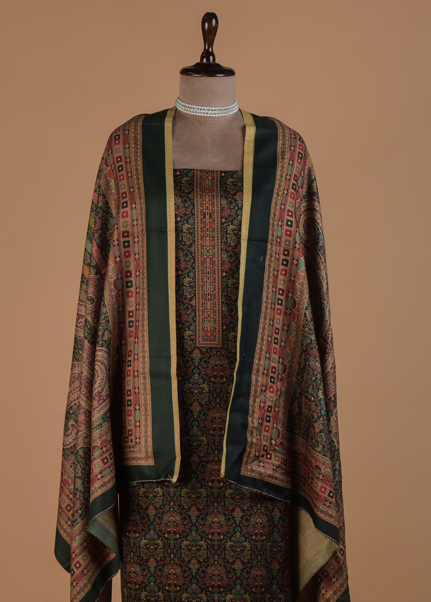 Green Pashmina Dress Material